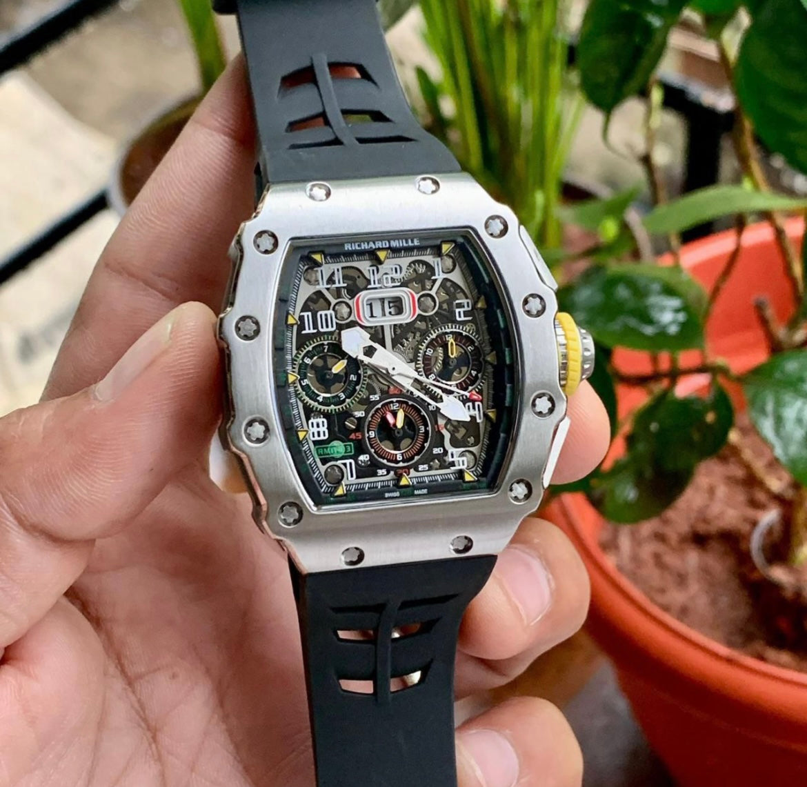 Richard Mille RM 011 Inspired Chronograph Watch – Brushed Steel Edition