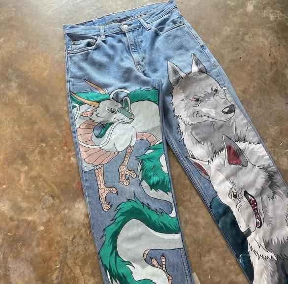 [VERY RARE] Custom Princess Mononoke Jeans | Rare Finds Fits