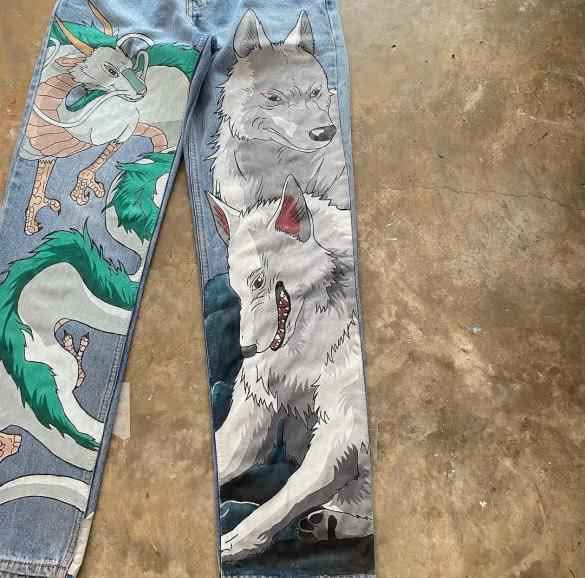 [VERY RARE] Custom Princess Mononoke Jeans | Rare Finds Fits