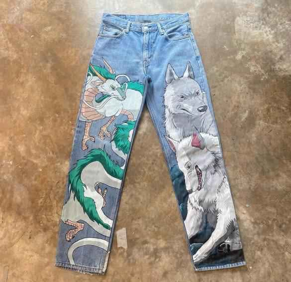 [VERY RARE] Custom Princess Mononoke Jeans | Rare Finds Fits