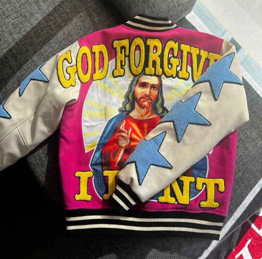 [VERY RARE] Jesus Forgives, I Don't Varsity Jacket | Rare Finds Fits