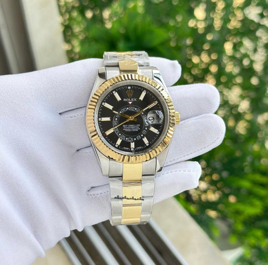 Rolex Sky-Dweller Inspired Watch – Gold Dial | Two-Tone Edition