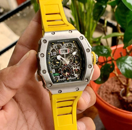 Richard Mille RM 011 Inspired Chronograph Watch – Yellow Strap Edition