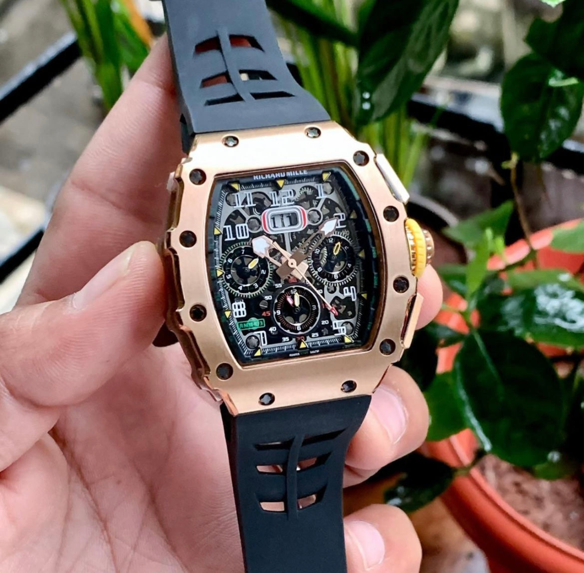 Richard Mille RM 011 Inspired Chronograph Watch – Rose Gold Case Edition