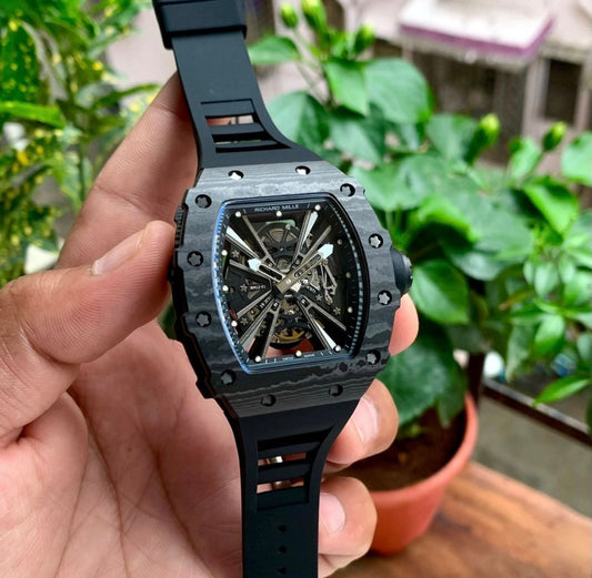 Richard Mille RM 12-01 Inspired Skeleton Watch – Carbon Fiber Aesthetic