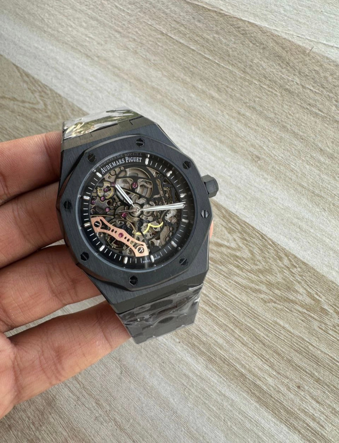 Audemars Piguet Royal Oak Inspired Skeleton Watch – Matte Black Edition