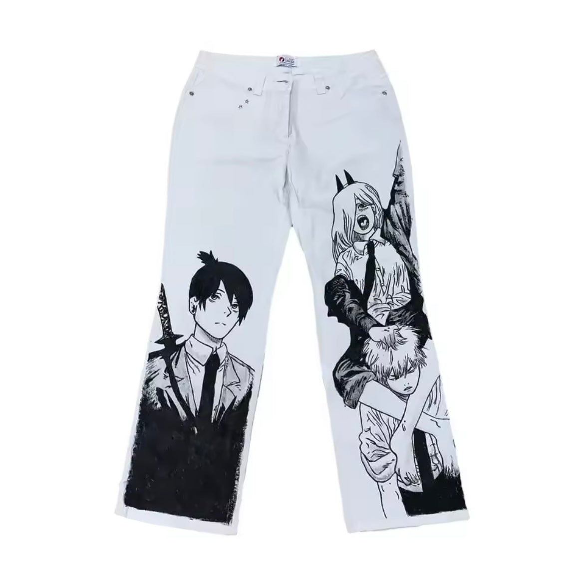 [VERY RARE] Custom Chainsaw Man All White Jeans | Rare Finds Fits