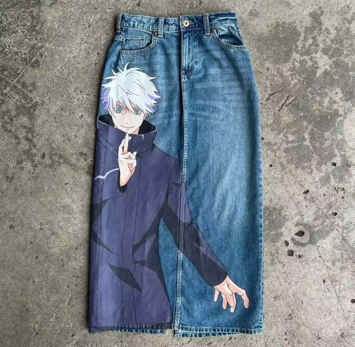 [VERY RARE] Custom JJK Gojo Jeans | Rare Finds Fits