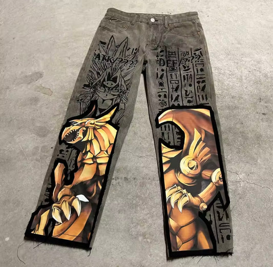 [VERY RARE] Custom Anime Winged Dragon of Rah Jeans | Rare Finds Fits