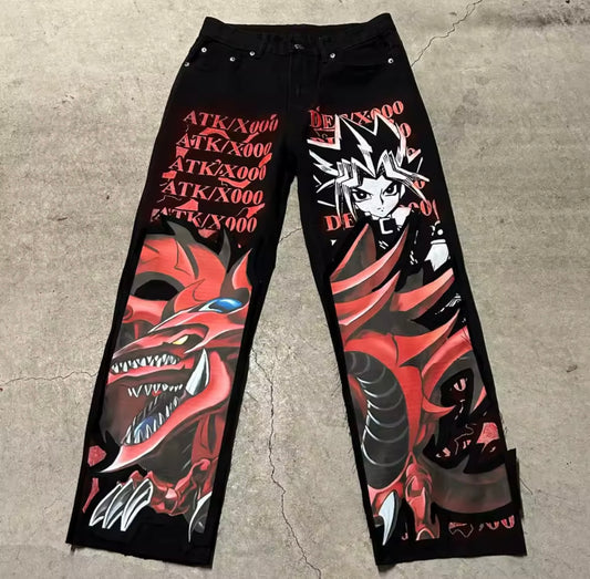 [VERY RARE] Custom Anime Slifer The Sky Dragon Jeans | Rare Finds Fits