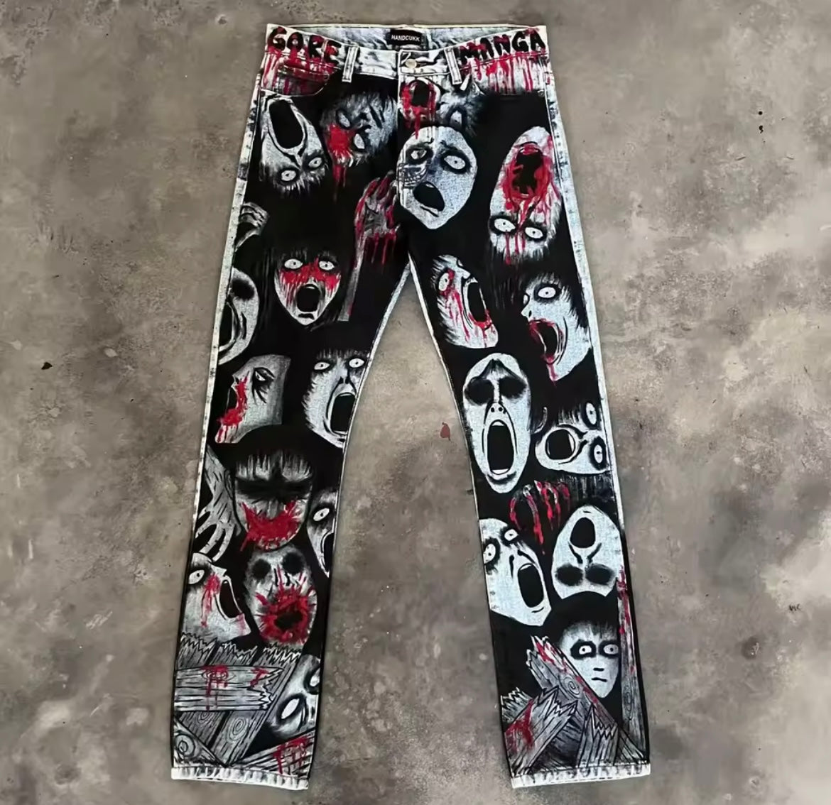 [VERY RARE] Custom Anime Berzerk Faces Jeans | Rare Finds Fits