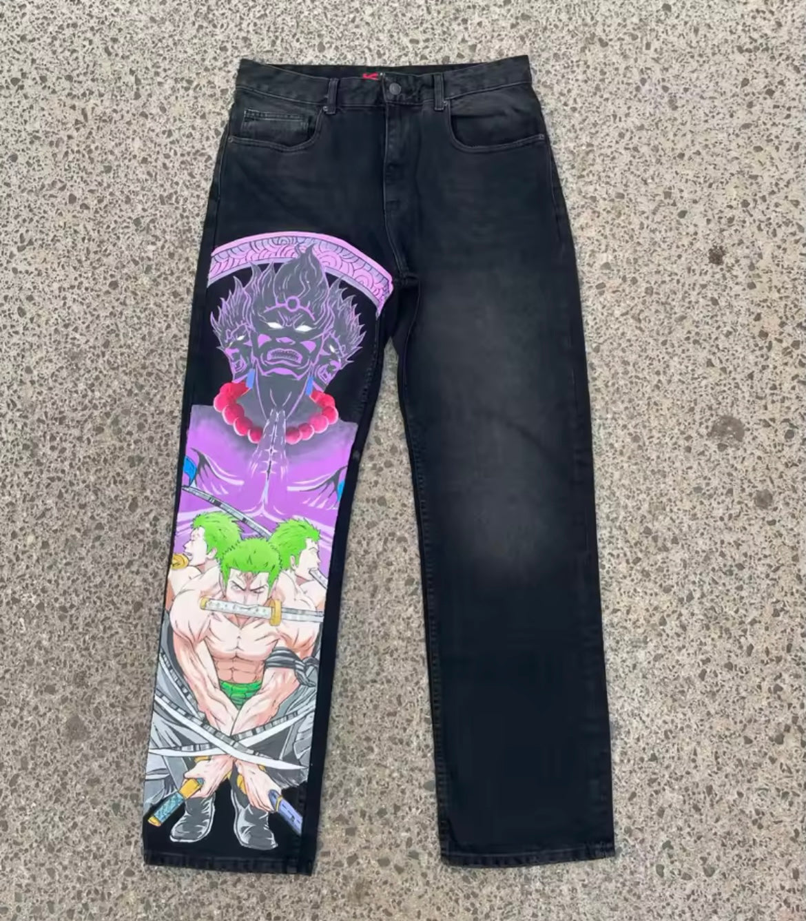 [VERY RARE] Custom Anime Zoro Jeans| Rare Finds Fits