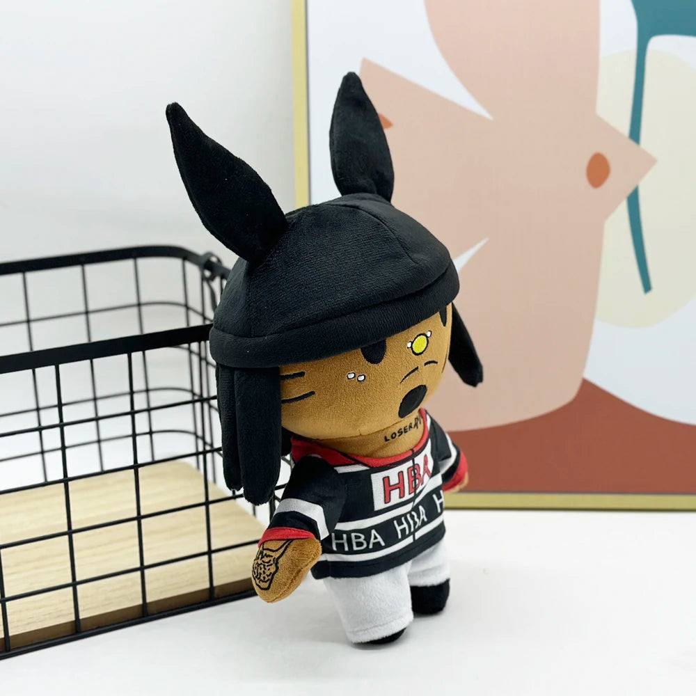 Hello Kitty Playboi Carti with Black Rabbit Hat Plush Doll Figure Stuffed Toys Cute Boys Girls Christmas Gift